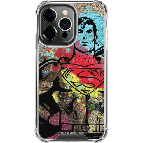 DC Comics Superman Color Splatter iPhone 15 Pro Clear Case